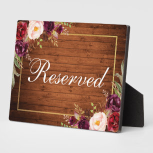 Plaque Photo Rustique Bois Bourgogne Mariage Réservé 5x7 Tablea