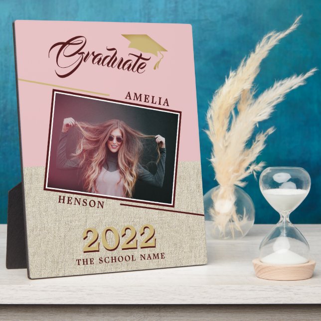 Plaque Photo Rustique moderne Dusty Pink Grad Photo Graduation (Côté)