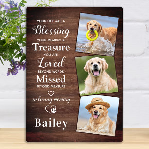 Plaque Photo Rustique Personnalisé 3 Photo Dog Loss Pet Memoria