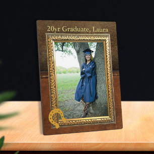 Plaque Photo Saddup Tan Faux Leather Graduate