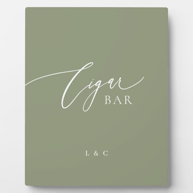 Plaque Photo Sage Green Premium Mariage Cigar Bar Sign (Devant)