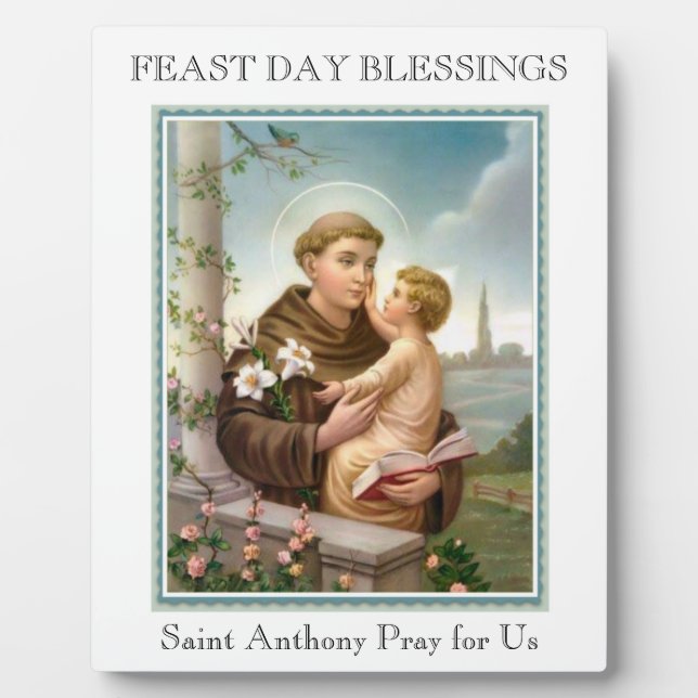 Plaque Photo Saint Antoine de Padoue avec Bébé Jésus (Devant)