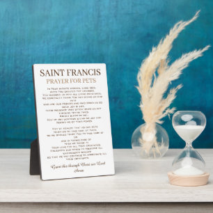 Plaque Photo Saint François Prière pour les animaux