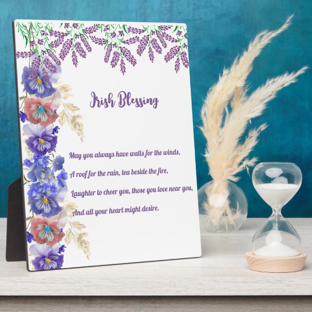 Plaque Photo Saint Patrick's Day Irish Blessing Floral Collage (Côté)