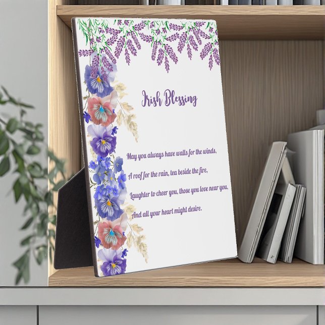 Plaque Photo Saint Patrick's Day Irish Blessing Floral Collage (Saint Patrick's Day Irish Blessing Floral Collage Plaque)