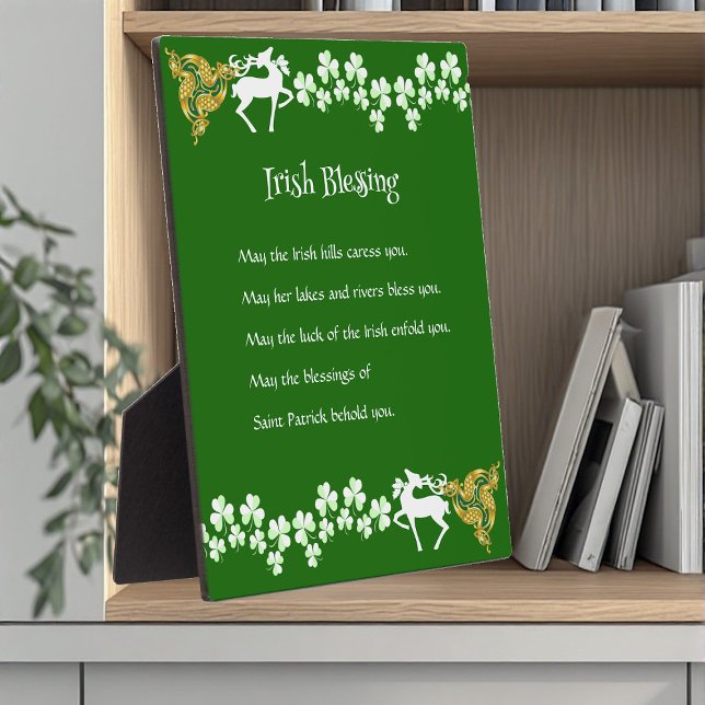 Plaque Photo Saint Patrick's Day Irish Celtic Deer Shamrock (Saint Patrick's Day Irish Celtic Deer Shamrocks Plaque)