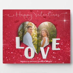 Plaque Photo Saint-Valentin Heart Photo Parties scintillant Rou