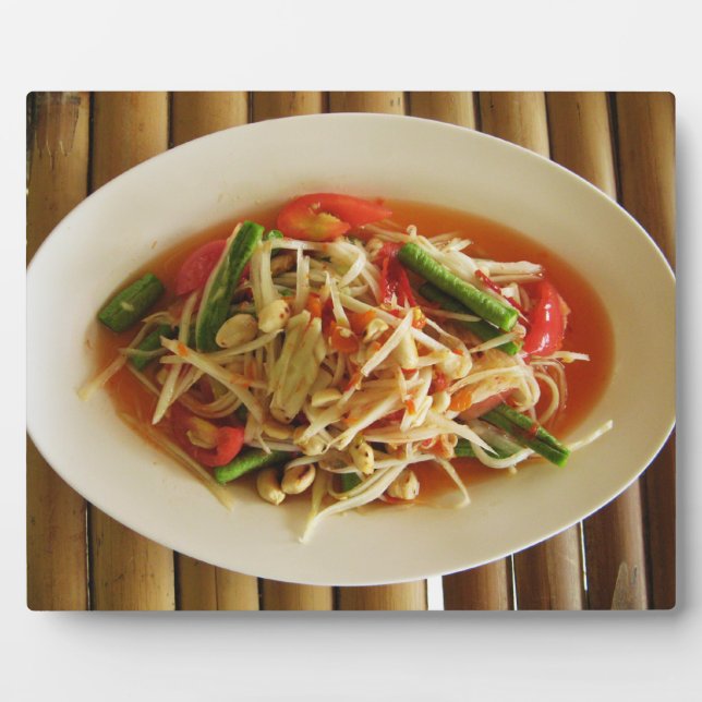 Plaque Photo Salade de Papaya épicé [Som Tam] ... Thai Lao Food (Devant)