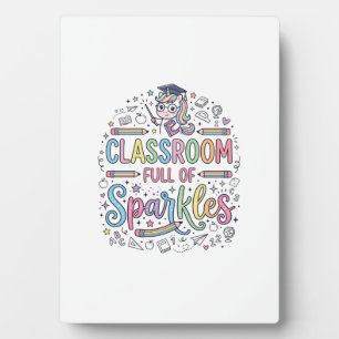 Plaque Photo Salle de classe licorne pleine de paillettes Merch