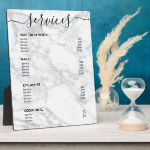 Plaque Photo Salon de Marbre blanc moderne - Menu Service Tarif