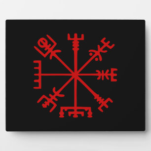 Plaque Photo Sang Rouge Vegvísir (Viking Compass)