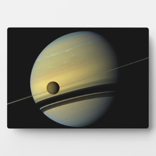 Plaque Photo Saturn & Titan Cassini Photo spatiale