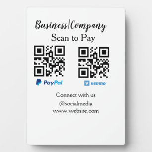 Plaque Photo Scan to pay q r code paypal venmo add your website