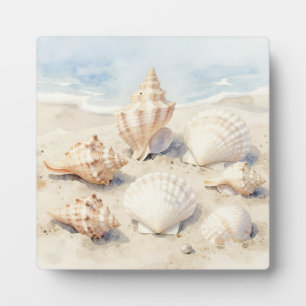 Plaque Photo Scène de plage aux coquillages à l'aquarelle