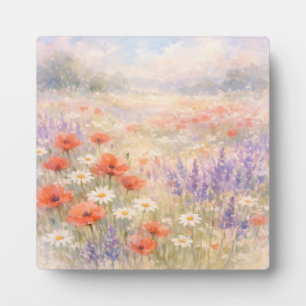 Plaque Photo Scène de prairie de fleurs sauvages à l'aquarelle