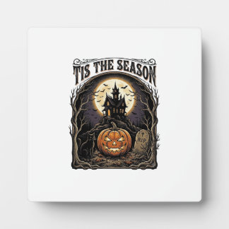 Plaque Photo Scène de saison vintage citrouille chat Halloween