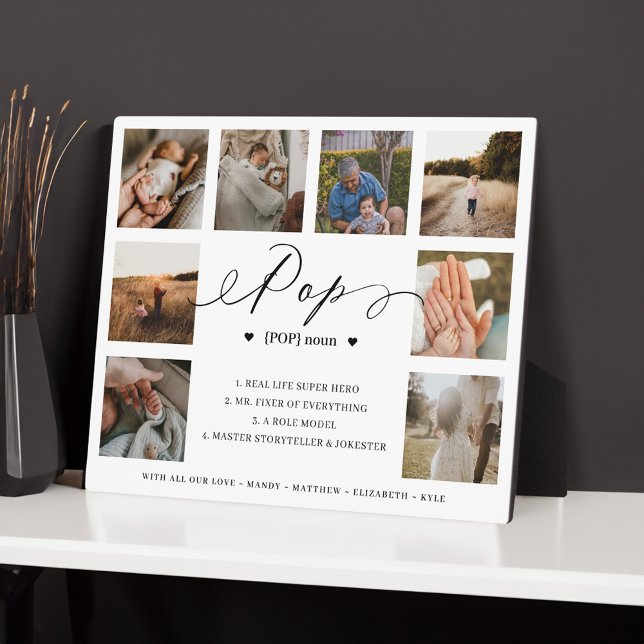 Plaque Photo Script de définition de pop photo Collage de photo (Pop Definition Script Photo Collage Keepsake Plaque)