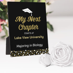 Plaque Photo Script Gold Foil My Next Chapter Grad Sign