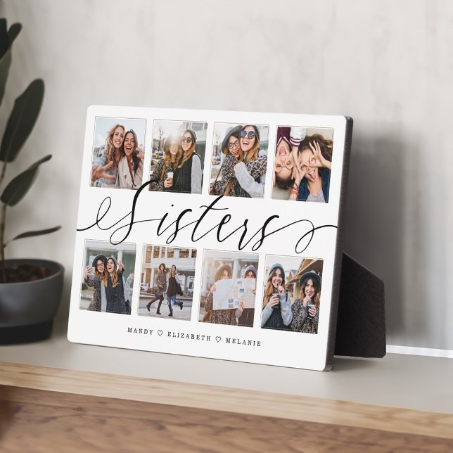 Plaque Photo Script Soeurs | Cadeau Pour Soeurs Photo Collage (Sisters Script | Gift For Sisters Photo Collage Plaque)