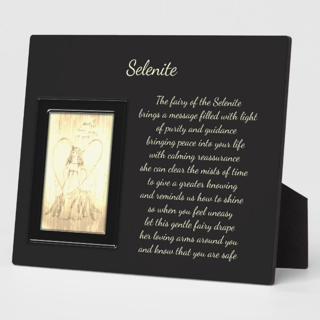 Plaque Photo Selenite Crystal Fairy (Côté)