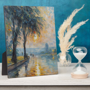 Plaque Photo Serene Sunset by Water Impressionist Paysage Art