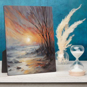 Plaque Photo Serene Winter Sunset - Nature Paysage Art