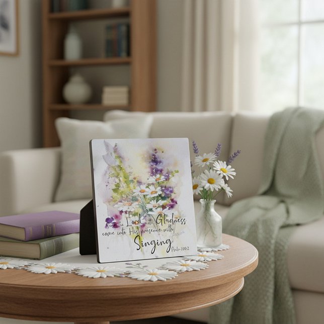 Plaque Photo Servir le Seigneur avec joie floral (Créateur téléchargé)