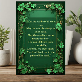 Plaque Photo Shamrocks Green May the Road Rise Irish Blessing 