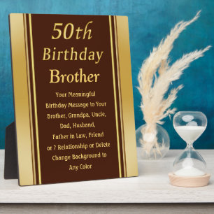 Plaque Photo Signifiant, 50e anniversaire présent pour frère ou