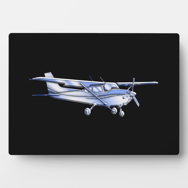 Plaque Photo Silhouette de Cessna classique de l'aéronef volant (Devant)