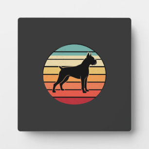 Plaque Photo Silhouette de chien Boxer au coucher du soleil Vin