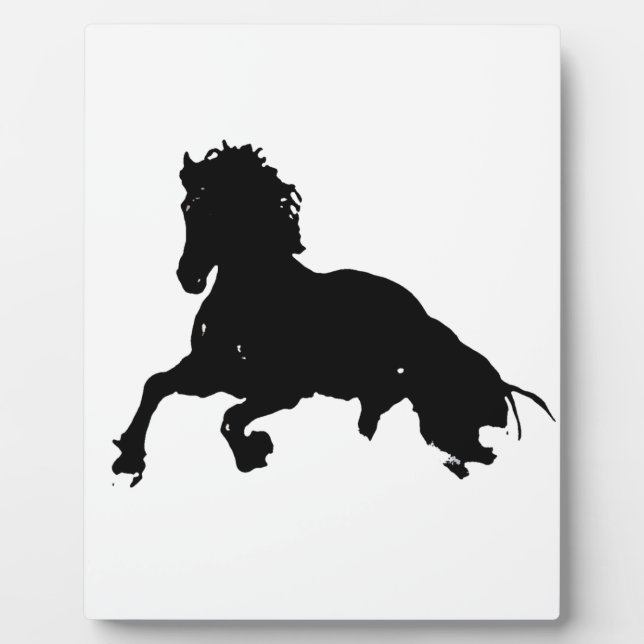 Plaque Photo Silhouette du cheval blanc noir (Devant)