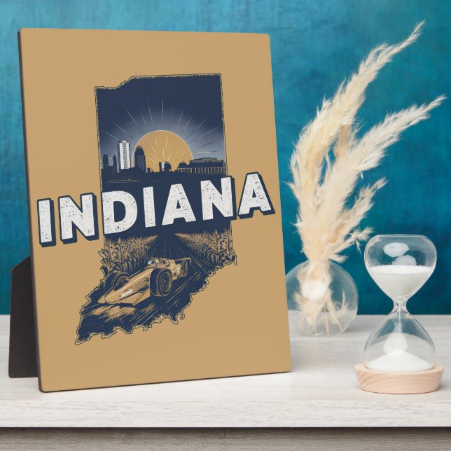 Plaque Photo Silhouette Pittoresque rétro Indiana (Côté)
