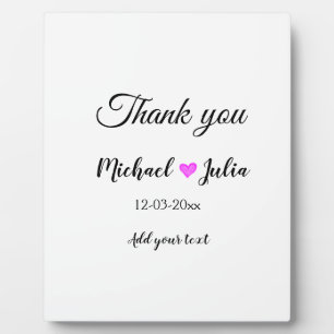 Plaque Photo Simple remerciement minimal couple nom cœur paille