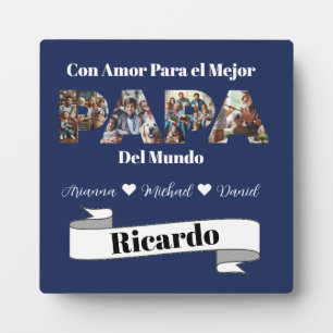 Plaque Photo Simple script photo meilleur papa jamais espagnol
