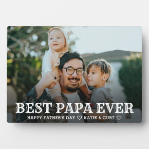 Plaque Photo Simple Typographie Best Papa Ever Fête des pères C