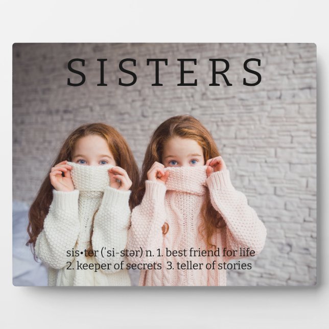 Plaque Photo Sisters Dictionary Définition Fun (Devant)