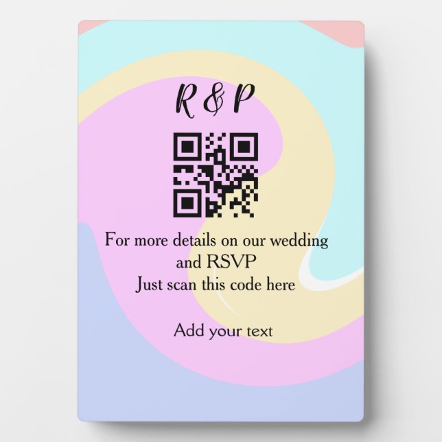 Plaque Photo Site web de mariage rsvp q r code ajouter nom text (Devant)