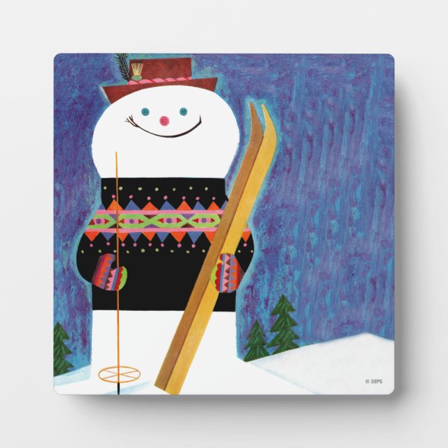 Plaque Photo Skis pour bonhomme de neige (Devant)