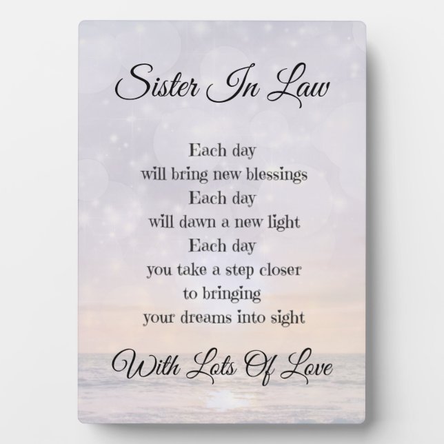 Plaque Photo Soeur en droit Amour et encouragement cadeau (Devant)
