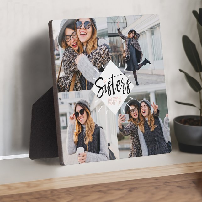 Plaque Photo Soeurs BFF | Meilleur Collage photo de Friends For (Sisters BFF | Best Friends Forever Photo Collage Plaque)
