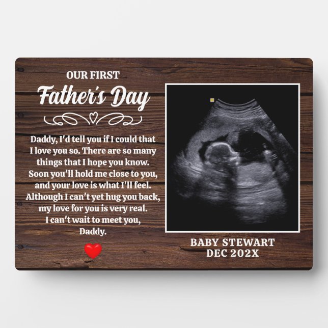 Plaque Photo Sonogramme Ultrasonique pour bébé première Fête de (Devant)