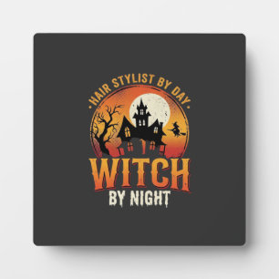 Plaque Photo Sorcière Coiffeuse Halloween Design Vintage_1