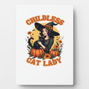 Plaque Photo Sorcière dame aux chats sans enfants - chat noir d