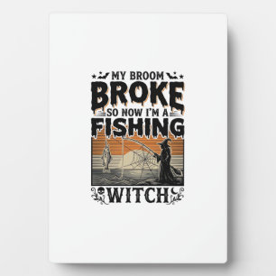 Plaque Photo Sorcière de pêche Halloween Dessin Vectoriel Vinta