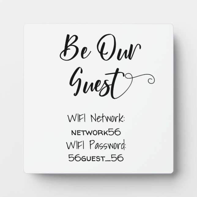 Plaque Photo Soyez notre invité WIFI information Mot de passe M (Devant)