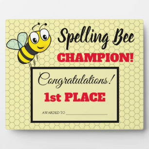 Plaque Photo Spelling Bee Award First Place Champion School