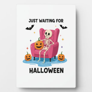 Plaque Photo Squelette attendant juste Halloween