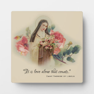 Plaque Photo St. Therese the Little Flower Roses Quote