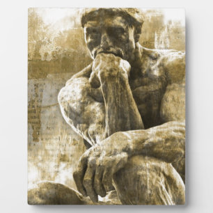 Plaque Photo Statue en bronze détenue Auguste Rodin l'penseur